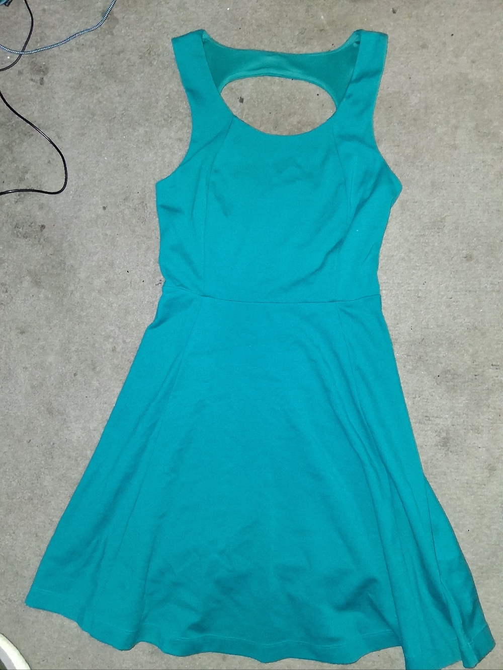 Express Teal Backless Fit-and-Flare Dress
